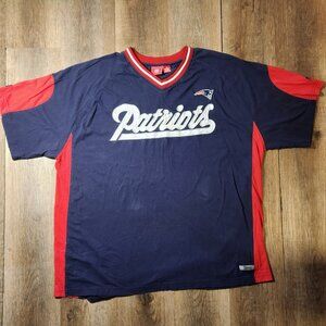 🏈❤️💙NFL New England Patriots Navy Blue V-Neck T-Shirt B&T Jersey-3XL